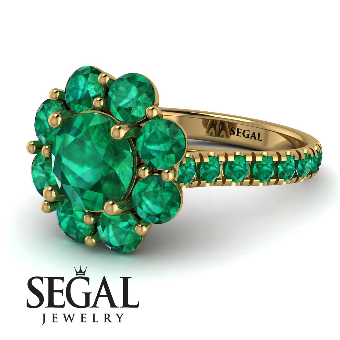 Glamorous Emerald Halo Engagement Ring - Amaya No. 19