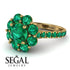 Glamorous Emerald Halo Engagement Ring - Amaya No. 19