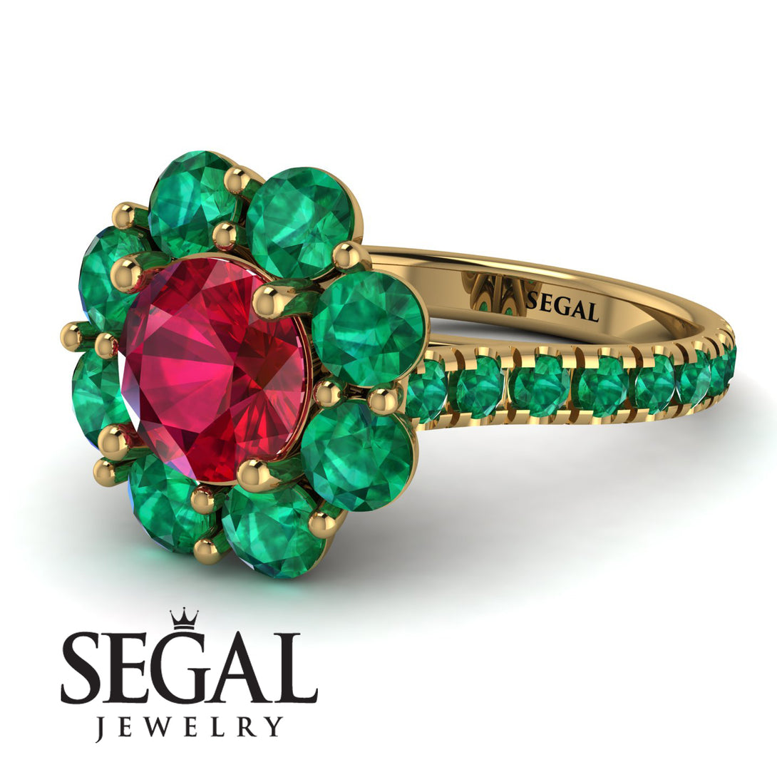 Glamorous Ruby Halo Engagement Ring - Amaya No. 25