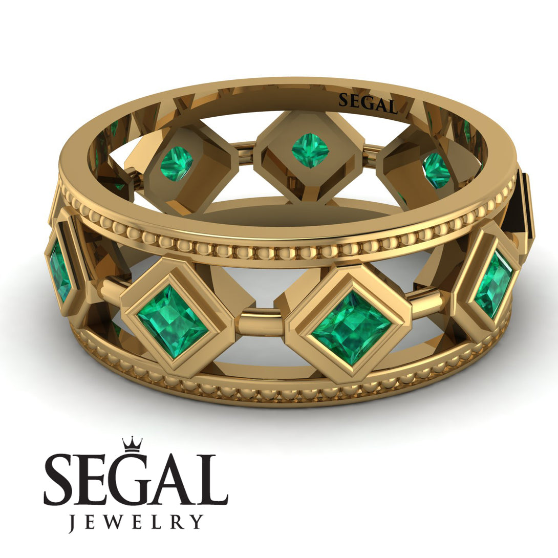Glamorous Emerald Wedding Ring - Lucas No. 4