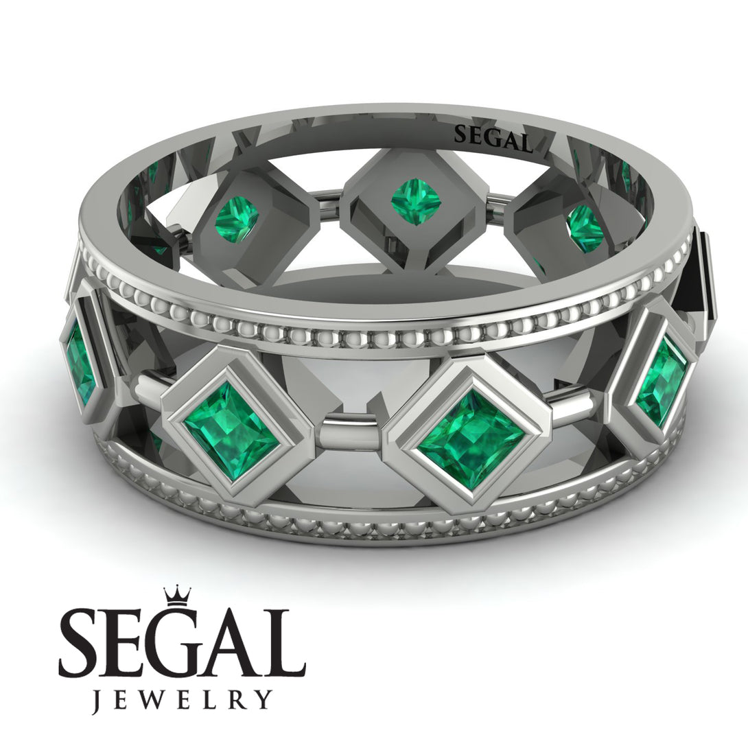 Glamorous Emerald Wedding Ring - Lucas No. 6