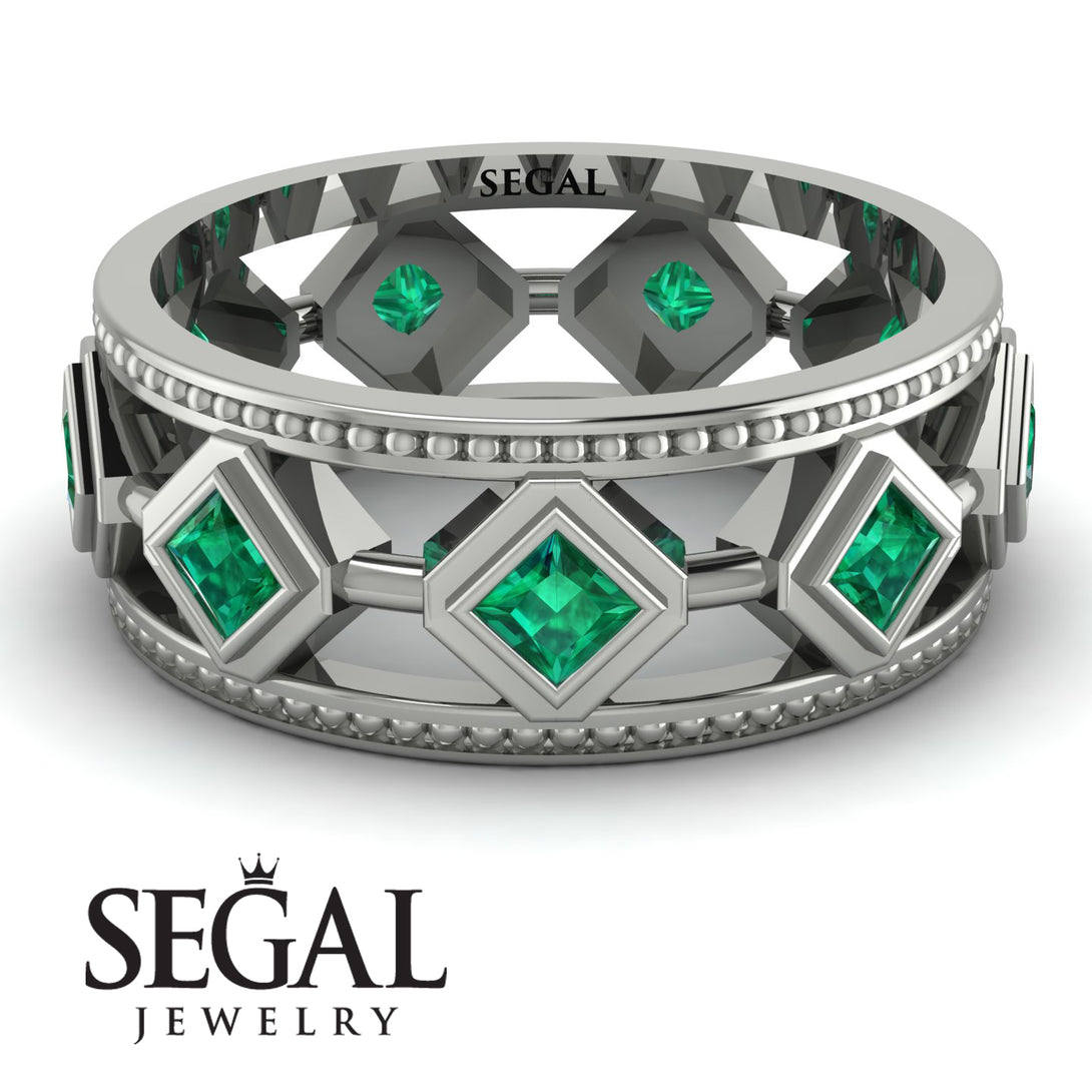 Glamorous Emerald Wedding Ring - Lucas No. 6