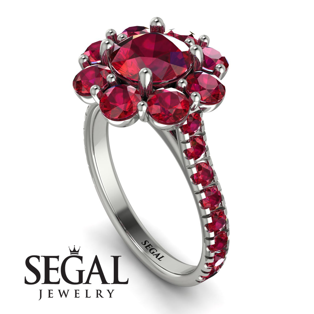 Glamorous Ruby Halo Engagement Ring - Amaya No. 57