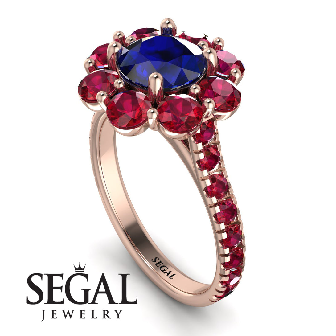 Glamorous Sapphire Halo Engagement Ring - Amaya No. 59