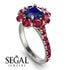 Glamorous Sapphire Halo Engagement Ring - Amaya No. 60