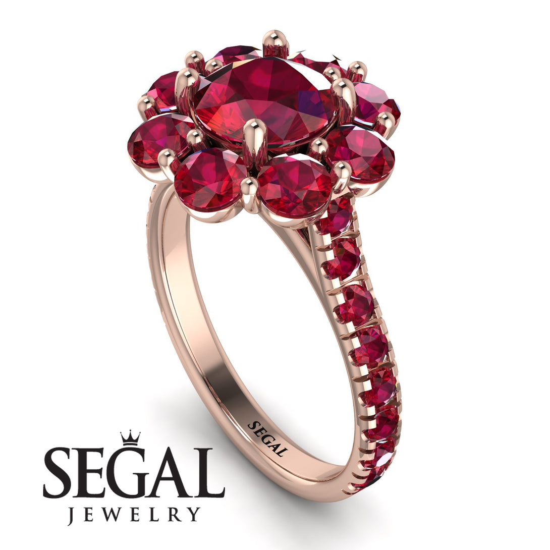 Glamorous Ruby Halo Engagement Ring - Amaya No. 56