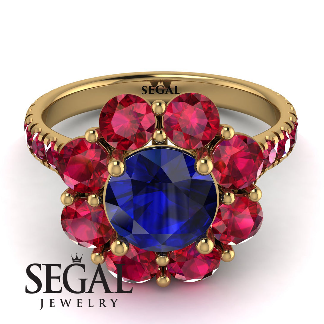 Glamorous Sapphire Halo Engagement Ring - Amaya No. 58