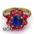 Glamorous Sapphire Halo Engagement Ring - Amaya No. 58