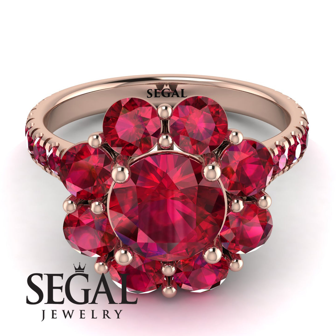 Glamorous Ruby Halo Engagement Ring - Amaya No. 56