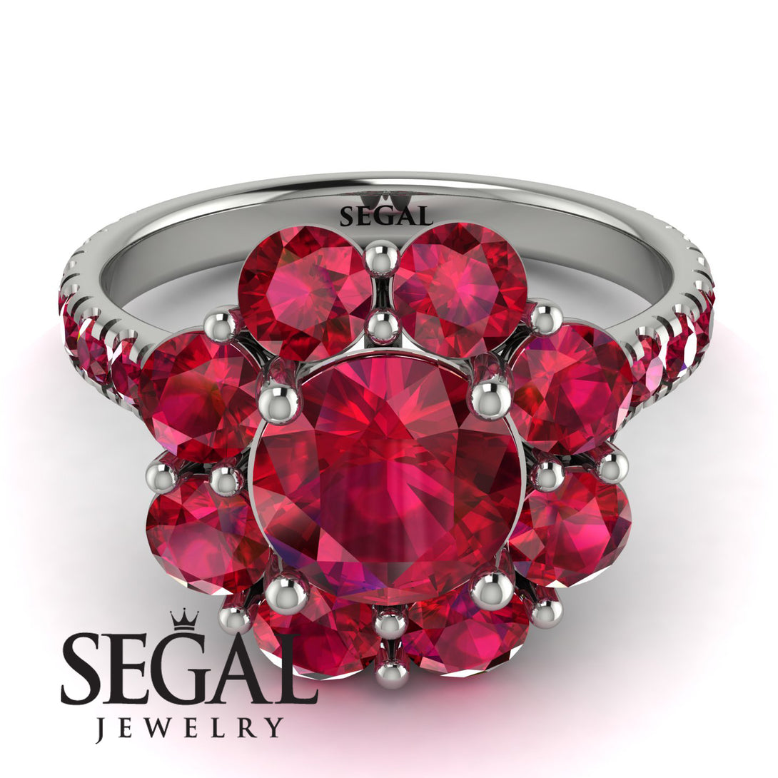 Glamorous Ruby Halo Engagement Ring - Amaya No. 57
