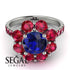 Glamorous Sapphire Halo Engagement Ring - Amaya No. 60 image 3
