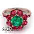 Glamorous Emerald Halo Engagement Ring - Amaya No. 50
