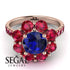 Glamorous Sapphire Halo Engagement Ring - Amaya No. 59