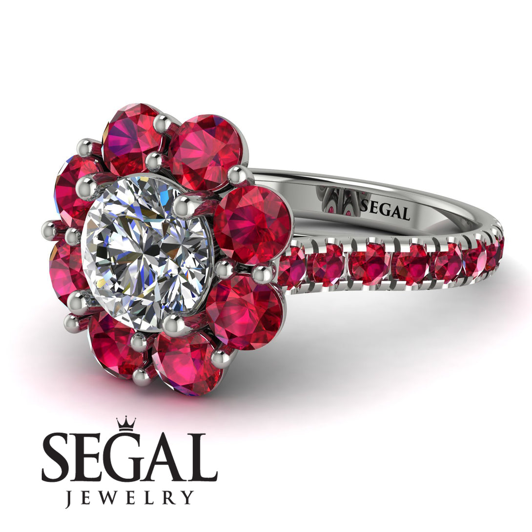 Glamorous Diamond Halo Engagement Ring - Amaya No. 48
