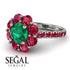 Glamorous Emerald Halo Engagement Ring - Amaya No. 51