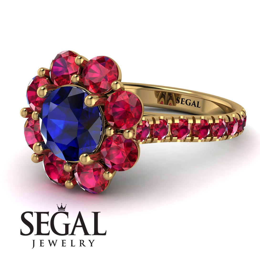 Glamorous Sapphire Halo Engagement Ring - Amaya No. 58