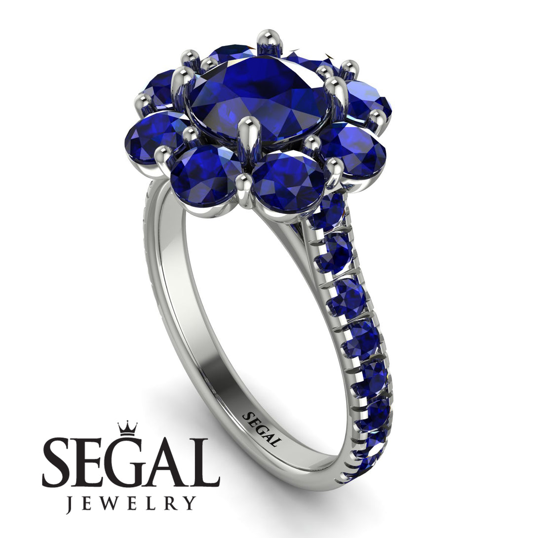 Glamorous Sapphire Halo Engagement Ring - Amaya No. 75