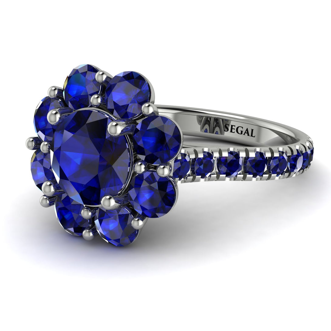 Glamorous Sapphire Halo Engagement Ring - Amaya No. 75