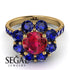 Glamorous Ruby Halo Engagement Ring - Amaya No. 70