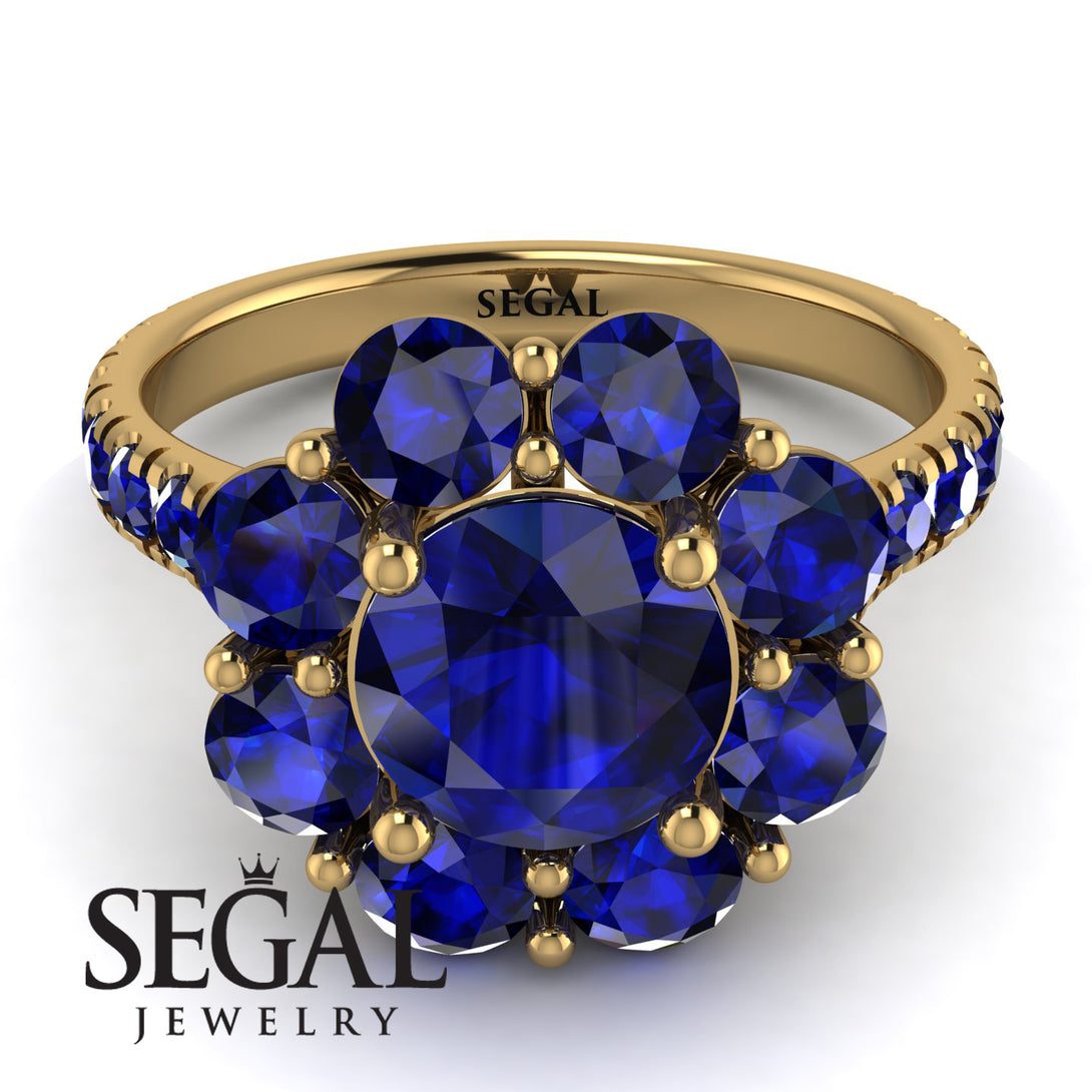 Glamorous Sapphire Halo Engagement Ring - Amaya No. 73