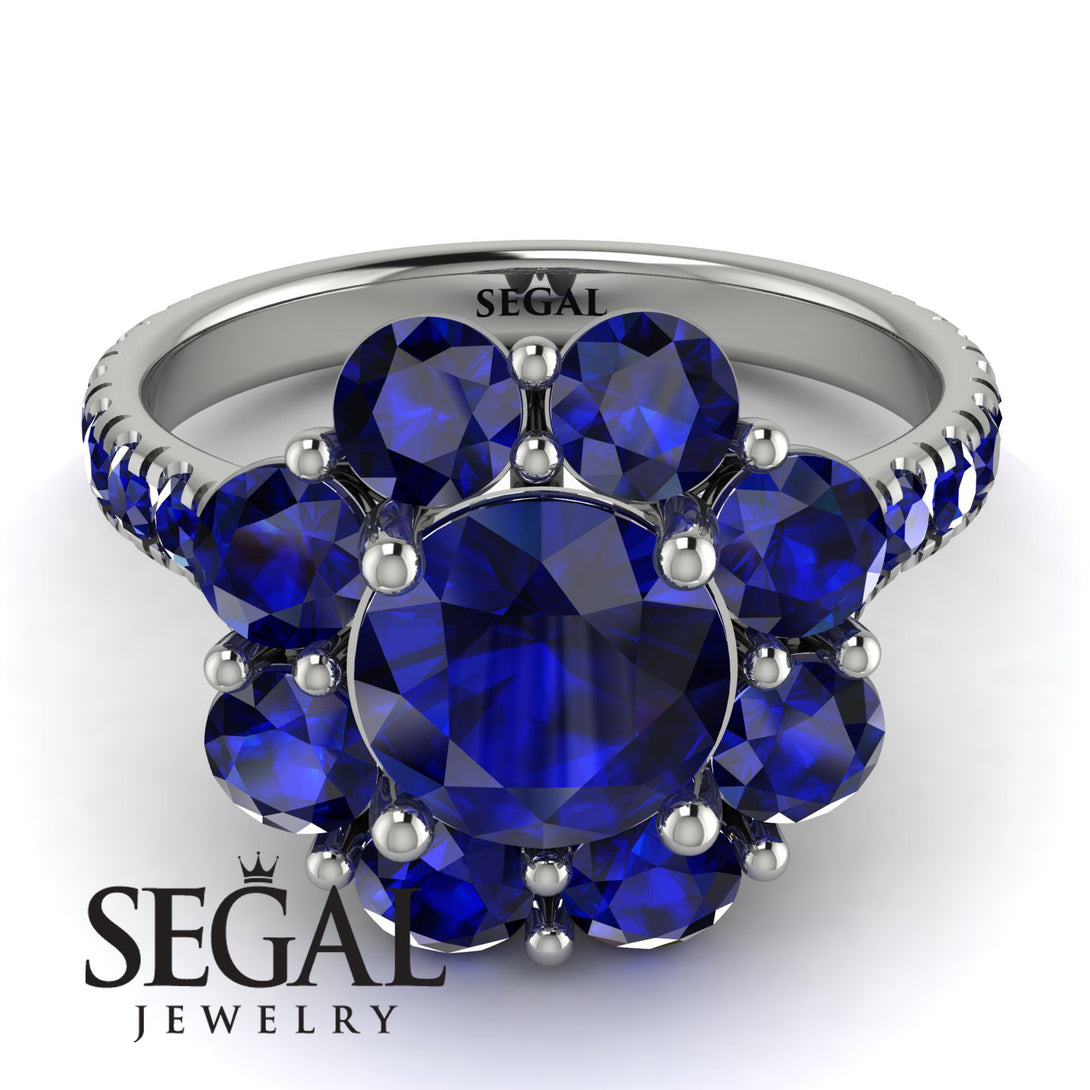 Glamorous Sapphire Halo Engagement Ring - Amaya No. 75