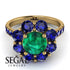 Glamorous Emerald Halo Engagement Ring - Amaya No. 64