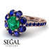 Glamorous Emerald Halo Engagement Ring - Amaya No. 65