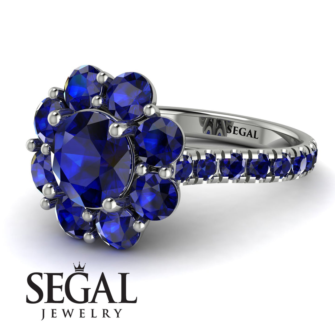 Glamorous Sapphire Halo Engagement Ring - Amaya No. 75