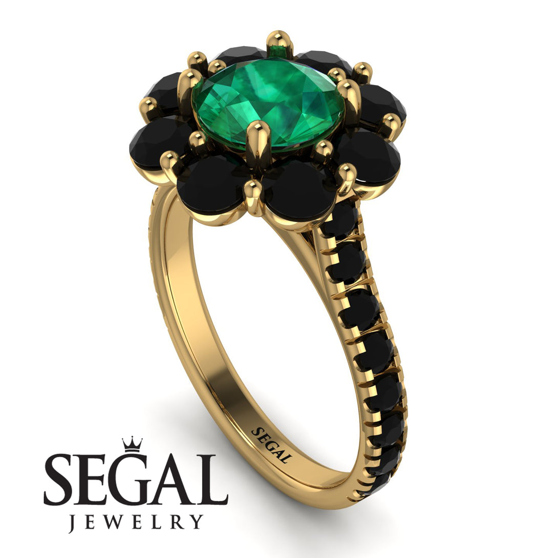 Glamorous Emerald Halo Engagement Ring - Amaya No. 34