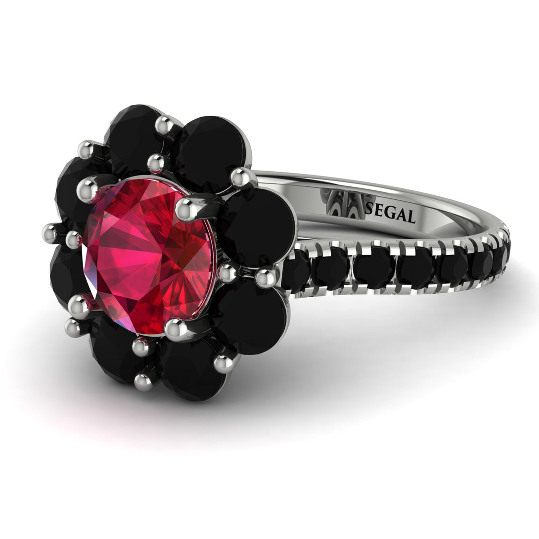 Glamorous Ruby Halo Engagement Ring - Amaya No. 42