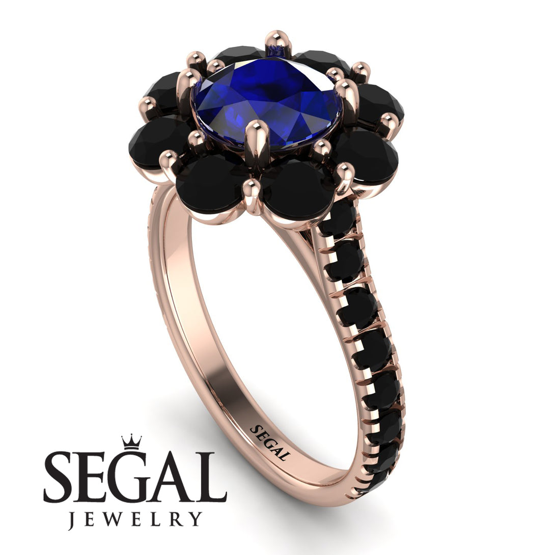 Glamorous Sapphire Halo Engagement Ring - Amaya No. 44
