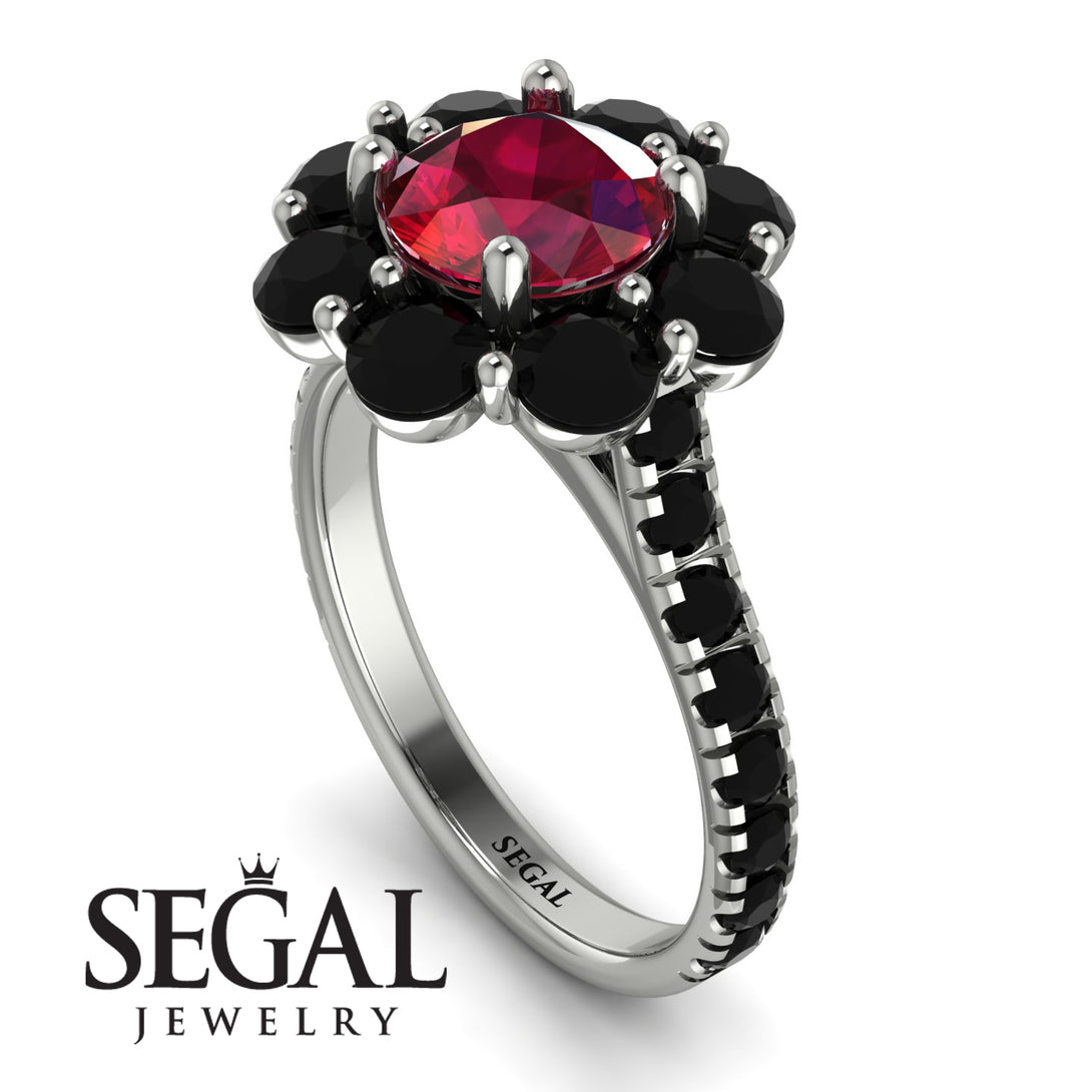 Glamorous Ruby Halo Engagement Ring - Amaya No. 42