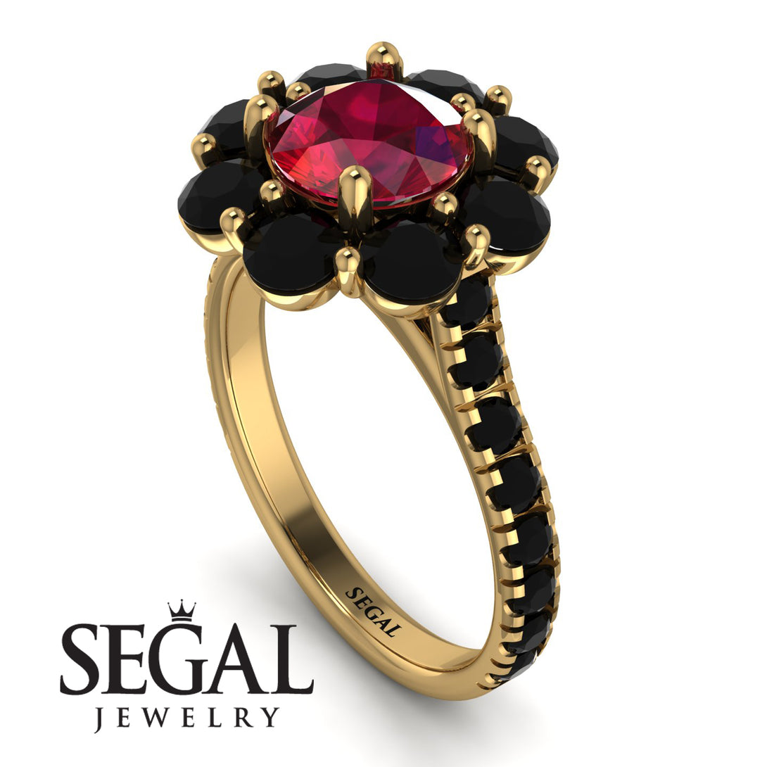 Glamorous Ruby Halo Engagement Ring - Amaya No. 40
