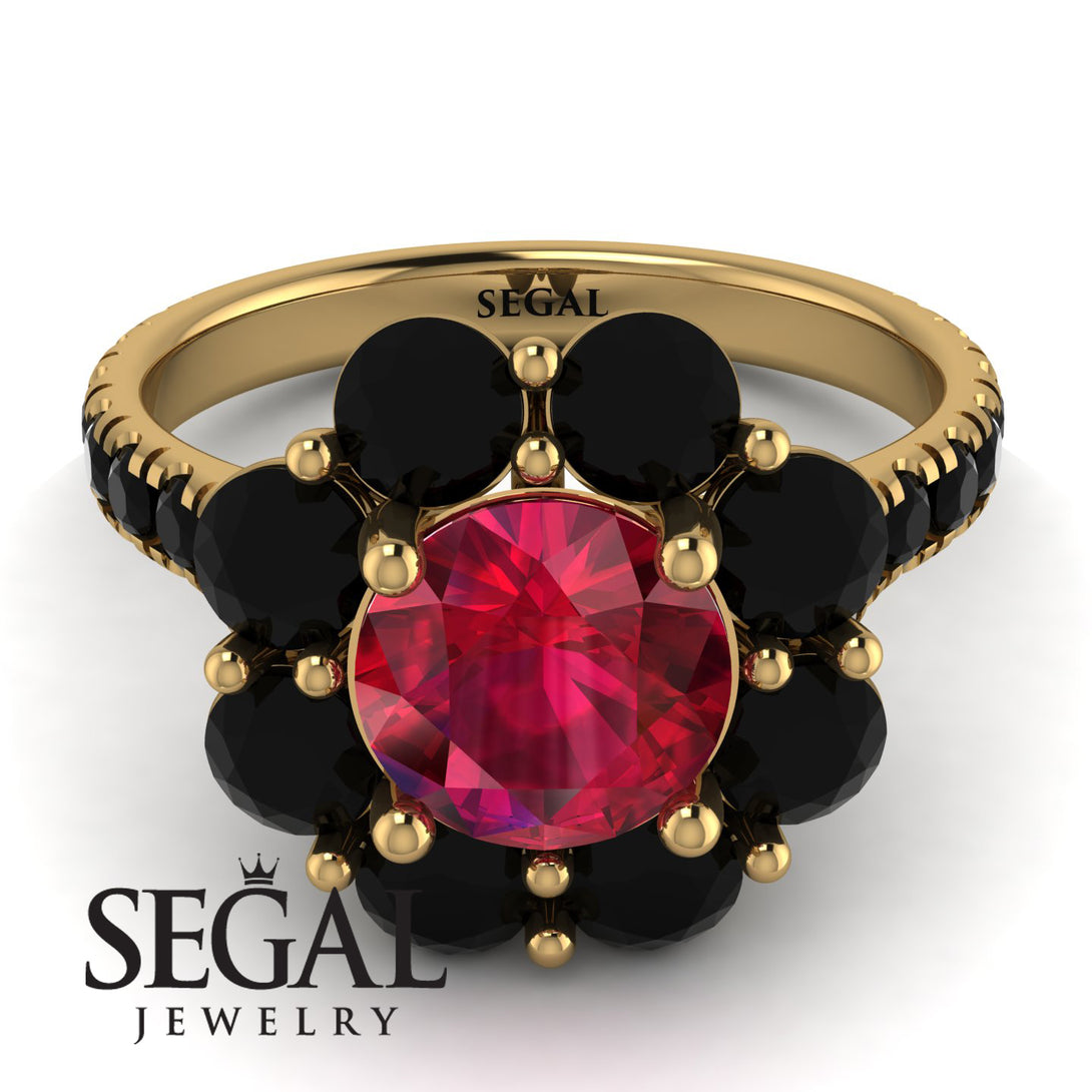 Glamorous Ruby Halo Engagement Ring - Amaya No. 40