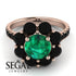 Glamorous Emerald Halo Engagement Ring - Amaya No. 35
