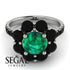 Glamorous Emerald Halo Engagement Ring - Amaya No. 36
