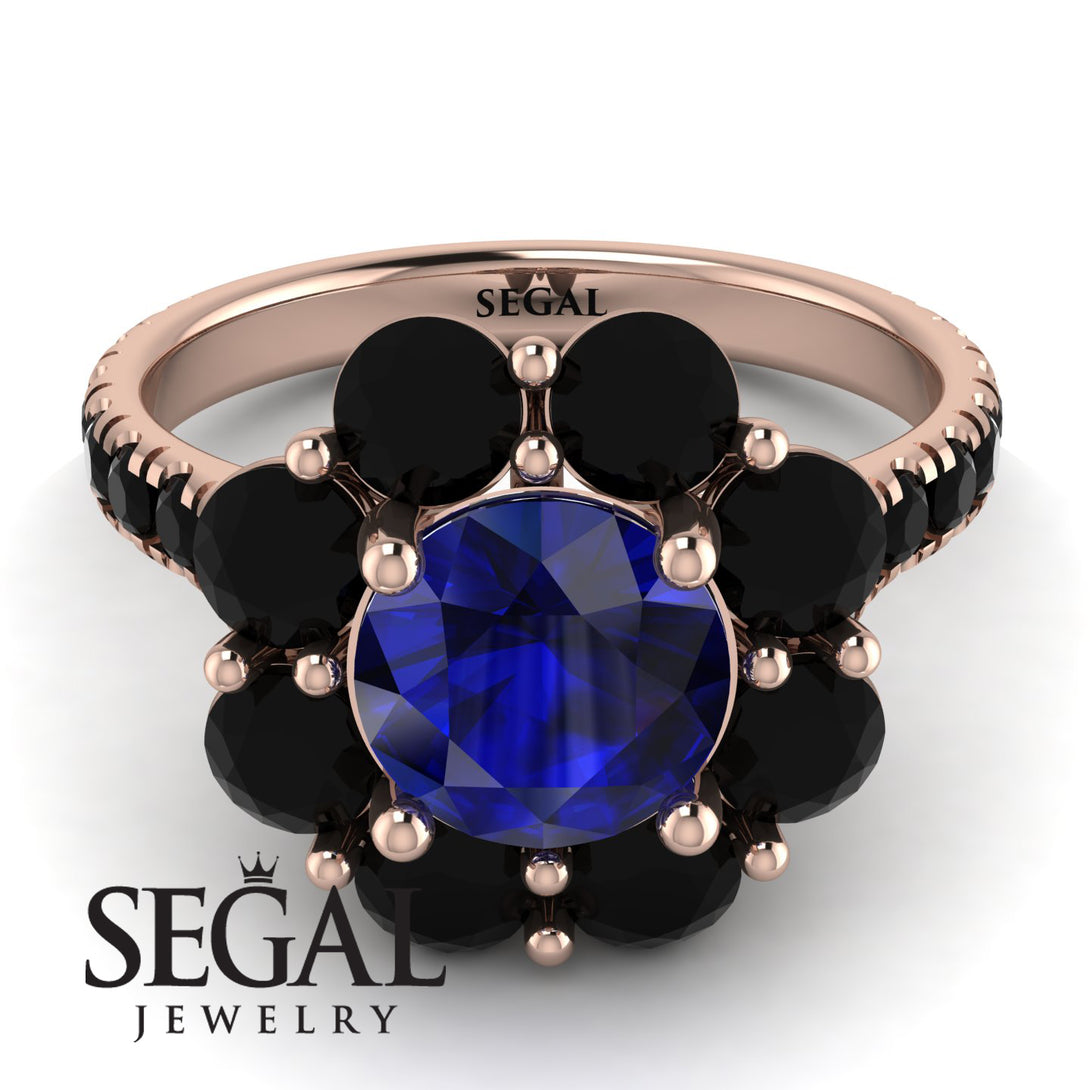 Glamorous Sapphire Halo Engagement Ring - Amaya No. 44