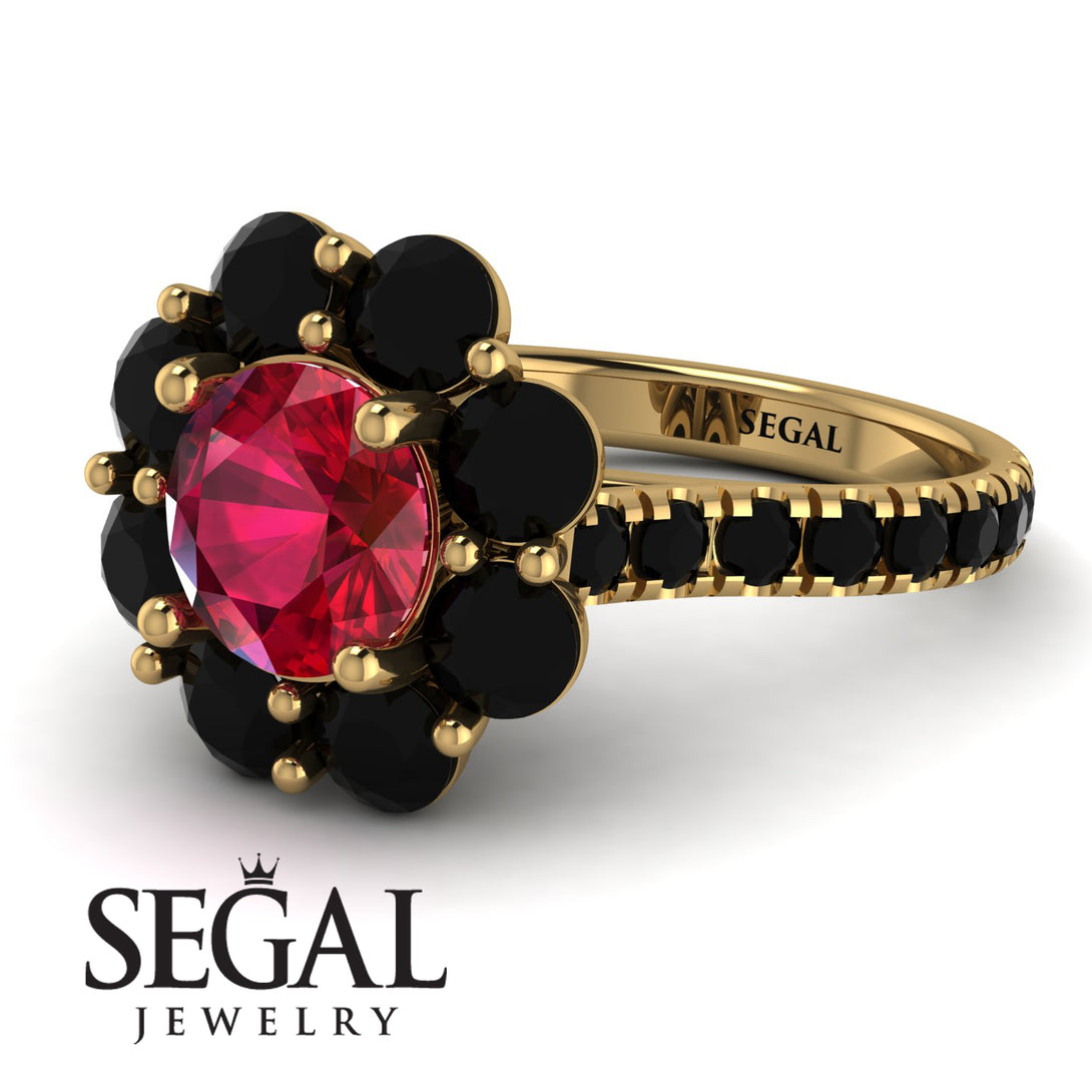 Glamorous Ruby Halo Engagement Ring - Amaya No. 40