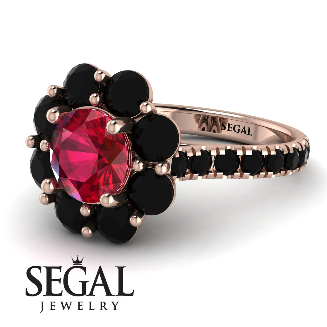 Glamorous Ruby Halo Engagement Ring - Amaya No. 41