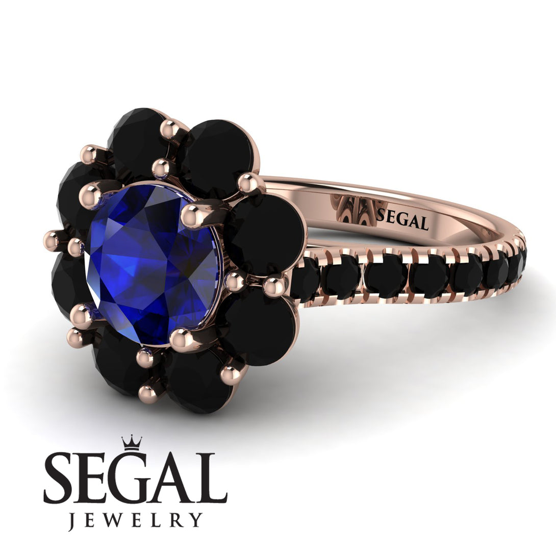 Glamorous Sapphire Halo Engagement Ring - Amaya No. 44