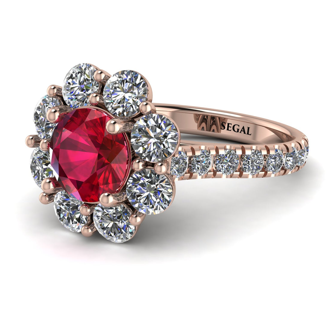 Glamorous Ruby Halo Engagement Ring - Amaya No. 11