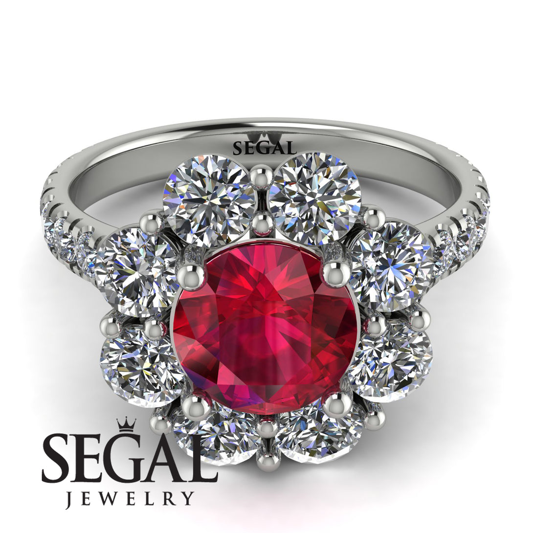 Glamorous Ruby Halo Engagement Ring - Amaya No. 12