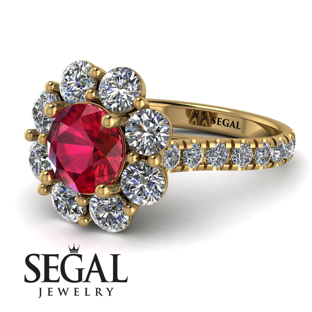 Glamorous Ruby Halo Engagement Ring - Amaya No. 10
