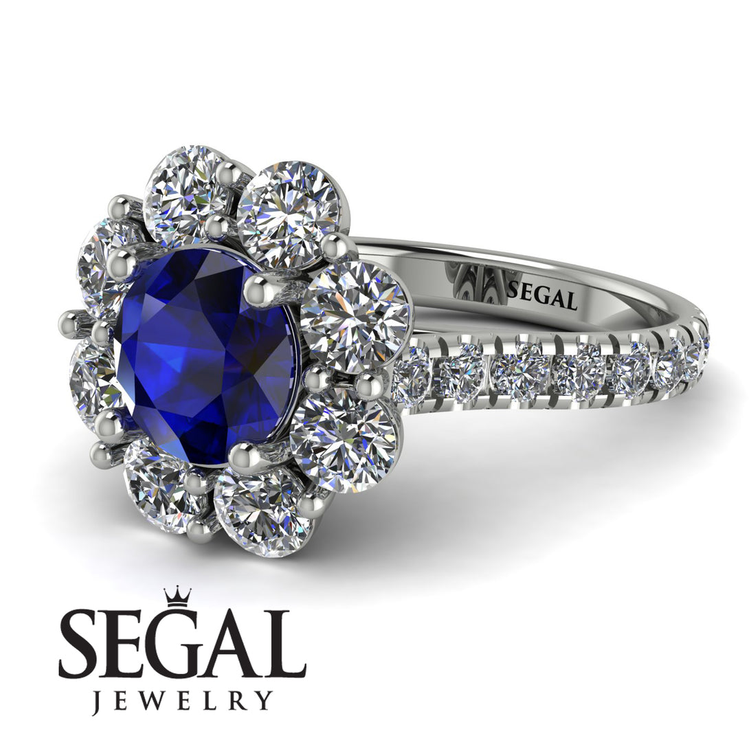 Glamorous Sapphire Halo Engagement Ring - Amaya No. 15