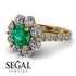 Glamorous Emerald Halo Engagement Ring - Amaya No. 4