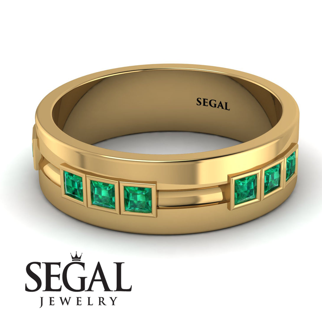 Glamorous Princess Emerald Wedding Ring - Samuel No. 10