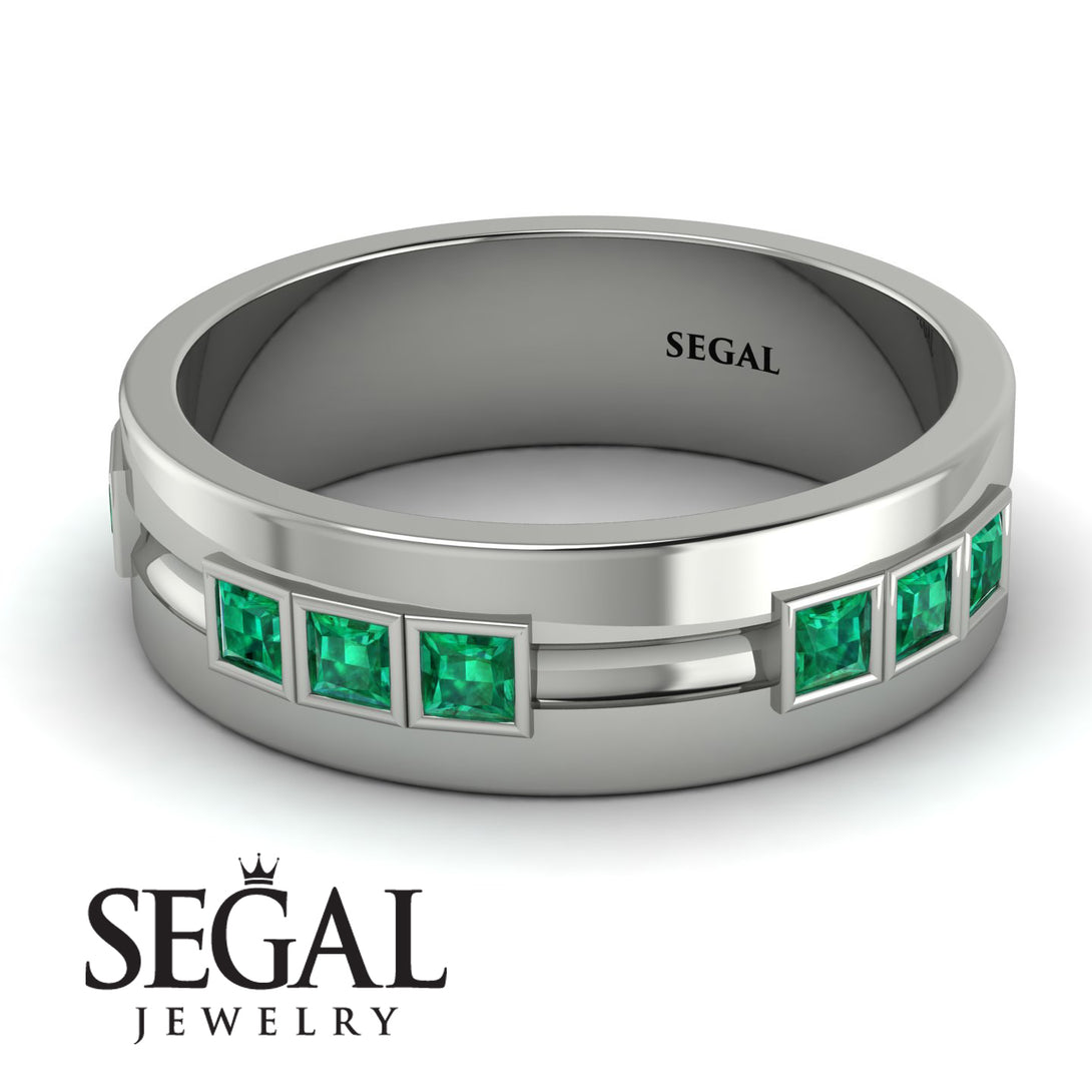 Glamorous Princess Emerald Wedding Ring - Samuel No. 12