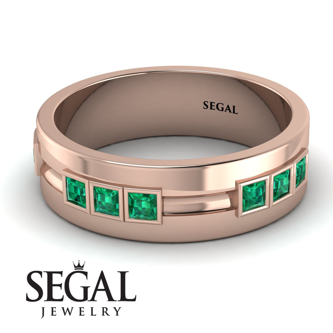 Glamorous Princess Emerald Wedding Ring - Samuel No. 11