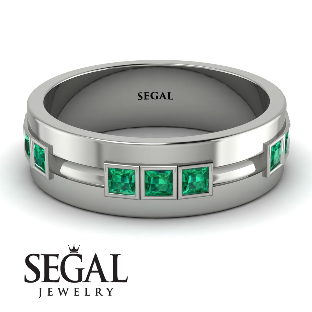 Glamorous Princess Emerald Wedding Ring - Samuel No. 12