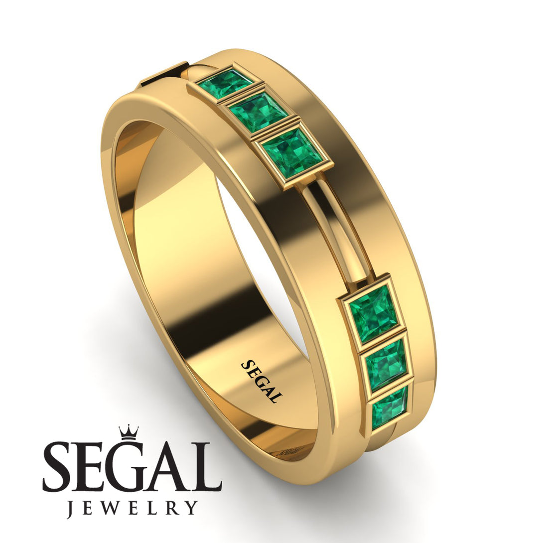 Glamorous Princess Emerald Wedding Ring - Samuel No. 10